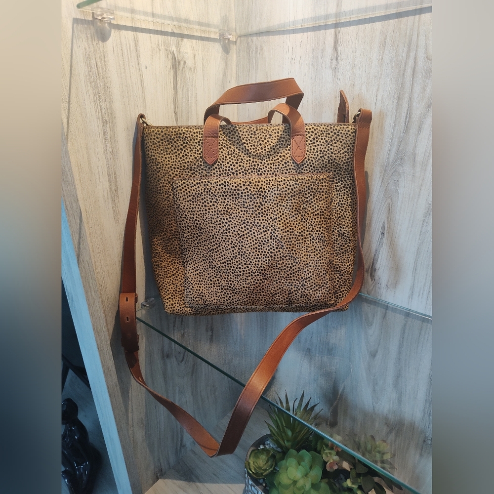 Madewell Zip Top Small Spotted Calf Hair Transport Crossbody Bag-NWT 10"H * 12"W
